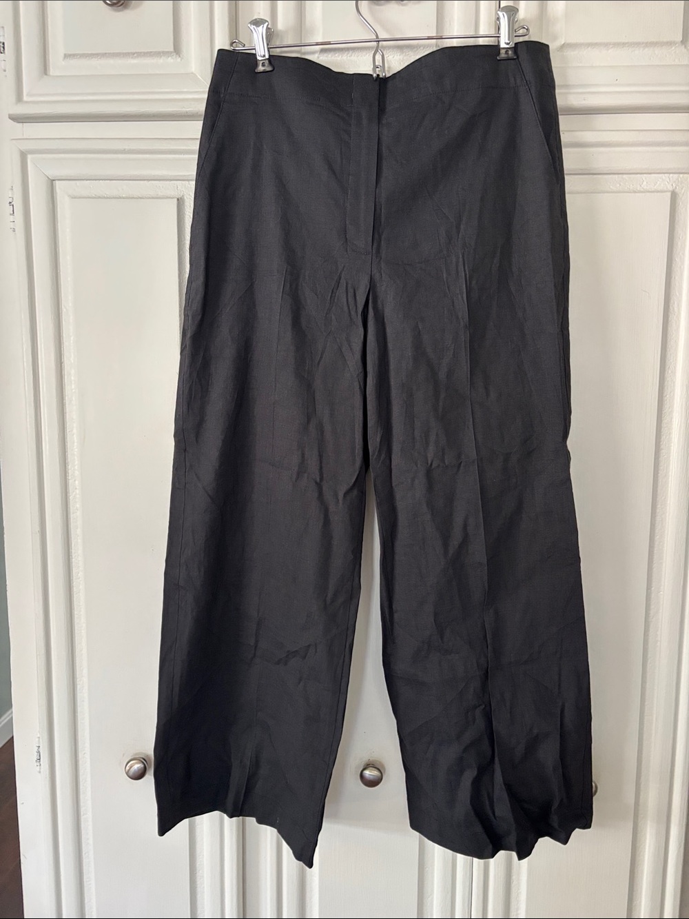 Theory Deep Grey Cropped Wide-Leg Women's Pants